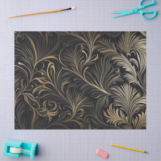 Regal Gold op zwart decoupage papier (Craft)
