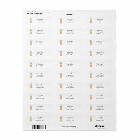 Regal Gold Pineapple Return Address Label (Full Sheet)