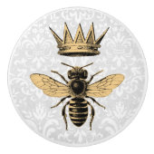 Regal Gold Queen Bee & Light Blue Filigree Keramische Knop (Voorkant)