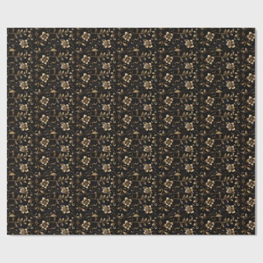 Regal Golden Floral Elegance Cadeaupapier (Vlak)