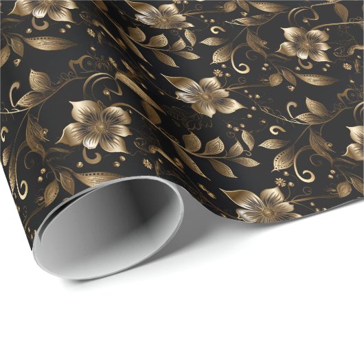Regal Golden Floral Elegance Cadeaupapier (Rol Hoek)