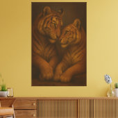 Regal Golden-Tone White Tiger Couple – Museum-Grad Canvas Afdruk (Insitu (Woonkamer))