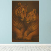 Regal Golden-Tone White Tiger Couple – Museum-Grad Canvas Afdruk (Insitu (Houten vloer))