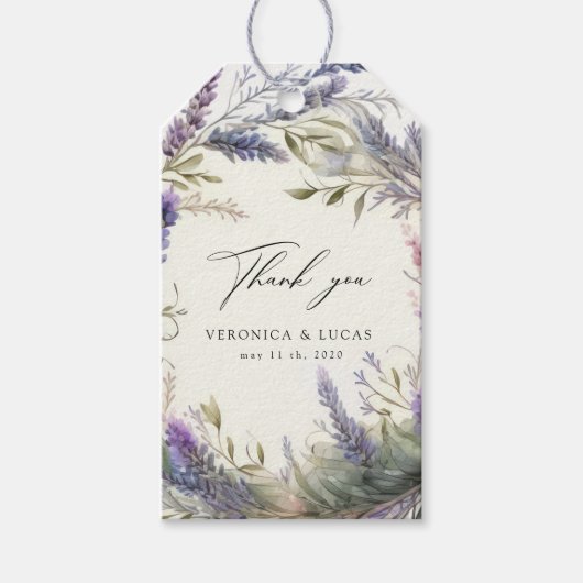 Regal gouden lavendel bruiloft dank u cadeau Label Cadeaulabel (Voorkant)