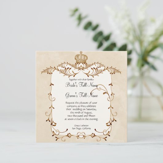 Regal Grets, Swirls & Damask - Uitnodiging voor br (Staand voorkant)