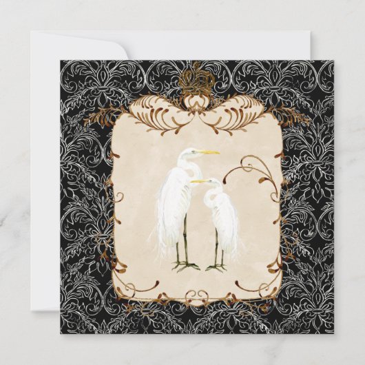 Regal Grets, Swirls & Damask - Uitnodiging voor br (Achterkant)