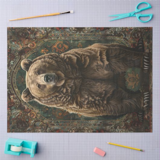 Regal Grizzly Beer Illustratie Decoupage Tissuepapier (Craft)