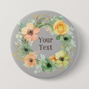 Regal Groene Bloem Krans revers Broche Ronde Button 7,6 Cm