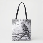 Regal Hawk over kustwateren kleuren Tote Bag (Voorkant)