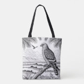 Regal Hawk over kustwateren kleuren Tote Bag (Achterkant)
