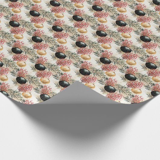 Regal Holiday Fusion: Groen, Rood & Goud Cadeaupapier (Hoek)