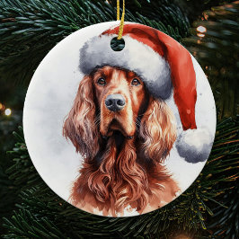 Regal Ierse Setter Hond Kerstmis Keramisch Ornament
