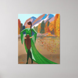 Regal in het najaar | Mooie zwarte vrouw Canvas Afdruk