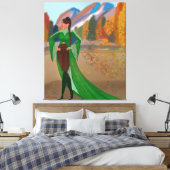 Regal in het najaar | Mooie zwarte vrouw Canvas Afdruk (Insitu (Slaapkamer))