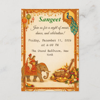 Regal Indian Wedding Sangeet Details Card Informatiekaartje