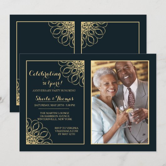 Regal Jubileum Fotouitnodiging Kaart (Voorkant / Achterkant)