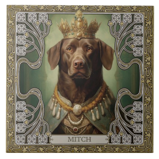 Regal Labrador Art Deco kunstwerk Tegeltje (Voorkant)