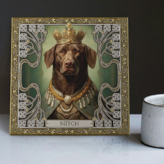 Regal Labrador Art Deco kunstwerk Tegeltje