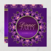Regal Lace Heart Paarse Dinner Party Uitnodiging (Voorkant / Achterkant)