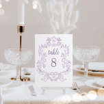 Regal Lavender |  barok Lijst bruiloft Kaart<br><div class="desc">Deze elegante en luxe trouwtafel nummerkaarten zijn voorzien van een lijn art lijst met barokstijl. Het ontwerp is lavendel / licht paarse op een eenvoudige witte achtergrond. Moderne scriptkalligrafie en klassieke tekst, samen met uw initialen of monogram, maken dit een stijlvolle maar actuele hedendaagse keuze voor uw bruiloft. Zorg ervoor...</div>