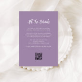Regal Lavender | Bruiloft Gast Details QR Code Informatiekaartje