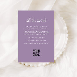 Regal Lavender | Bruiloft Gast Details QR Code Informatiekaartje