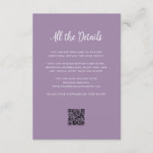 Regal Lavender | Bruiloft Gast Details QR Code Informatiekaartje (Voorkant)