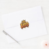 Regal Leo Zodiac Graffiti Airbrush met kroon Ronde Sticker (Envelop)