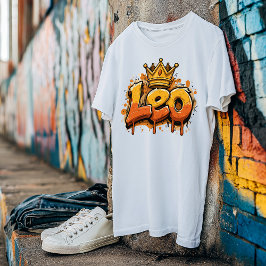 Regal Leo Zodiac Graffiti Airbrush met kroon T-shirt