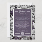 Regal Lila, Brilliant White Bloom Wedding Details Kaart (Voorkant)