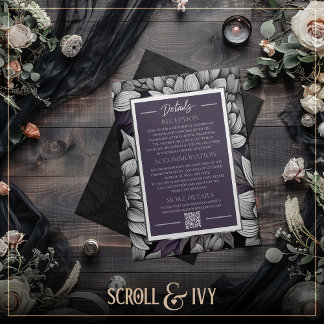 Regal Lila, Brilliant White Bloom Wedding Details Kaart