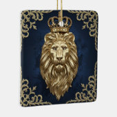 Regal Lion Design - Navy Blauw & Goud Luxe Keramisch Ornament (Rechts)