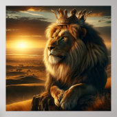 Regal Lion met kroon - Majestic Wildlife Art Poster (Voorkant)