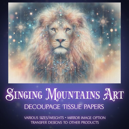 Regal Lion of Judah Christian Art Decoupage Tissuepapier