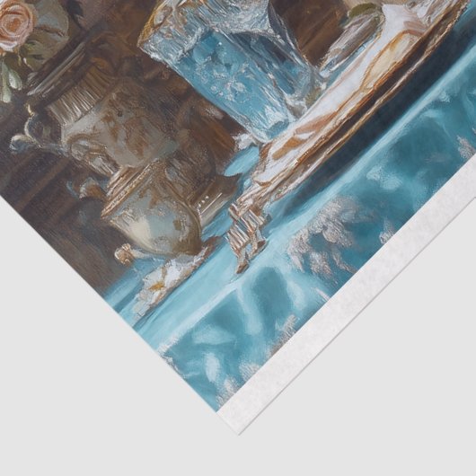 Regal Lion Paar Roos Trouwbanket Decoupage Tissuepapier (Detail)