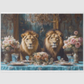 Regal Lion Paar Roos Trouwbanket Decoupage Tissuepapier (Voorkant)