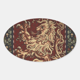 Regal Lion Tapestry Ovale Sticker
