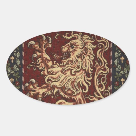 Regal Lion Tapestry Ovale Sticker (Voorkant)