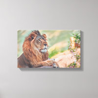 Regal Lion zonnebaden met bloemen Graphic Art