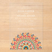 Regal Majestic Festival Elegance Mandala bruiloft Acryl Uitnodigingen (Voorkant)