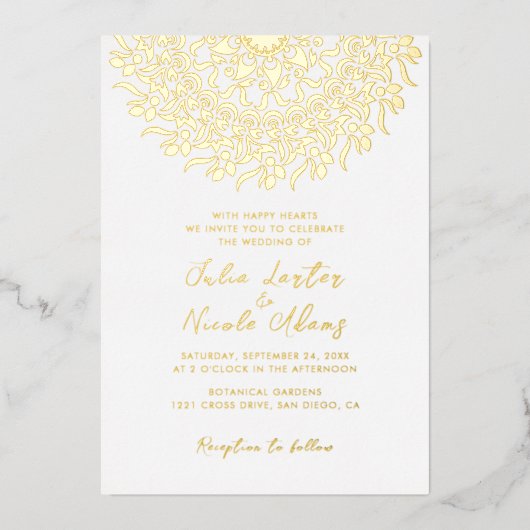 Regal Majestic Festival Elegance Mandala bruiloft Folie Uitnodiging (Voorkant)