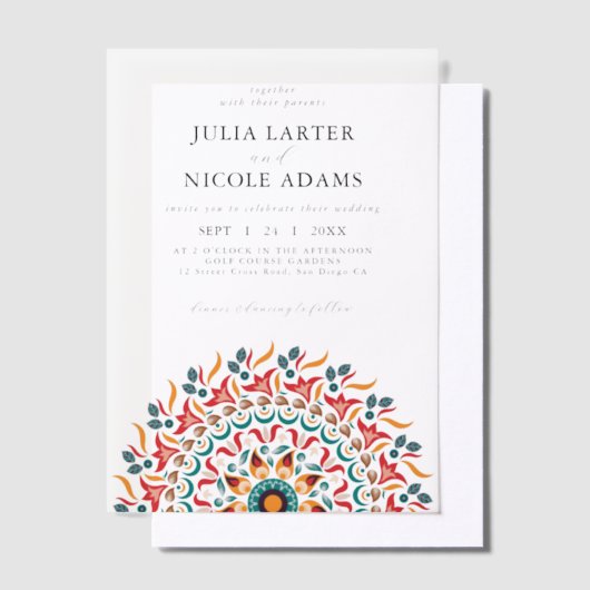 Regal Majestic Festival Elegance Mandala bruiloft Vellum Uitnodigingen (Offset)