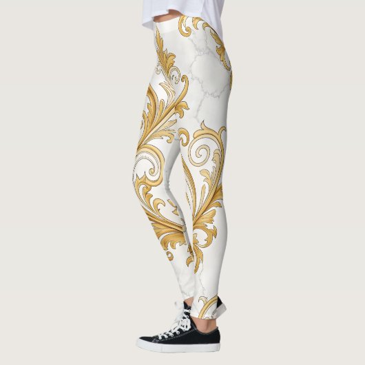 Regal Marble Seamless Pattern – Gold Baroque  Leggings (Links)
