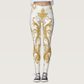 Regal Marble Seamless Pattern – Gold Baroque  Leggings (Voorkant)