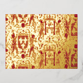 Regal Medieval Tapestry Red en Gold Elegant Folie Uitnodiging Briefkaart (Voorkant)