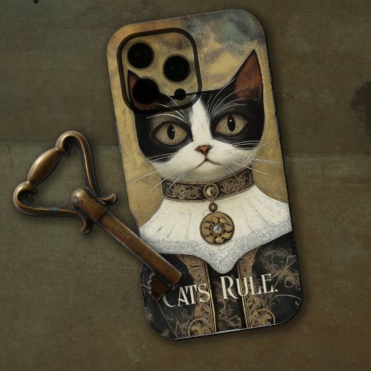 Regal Medieval Tuxedo Cat Rules iPhone Hoesje