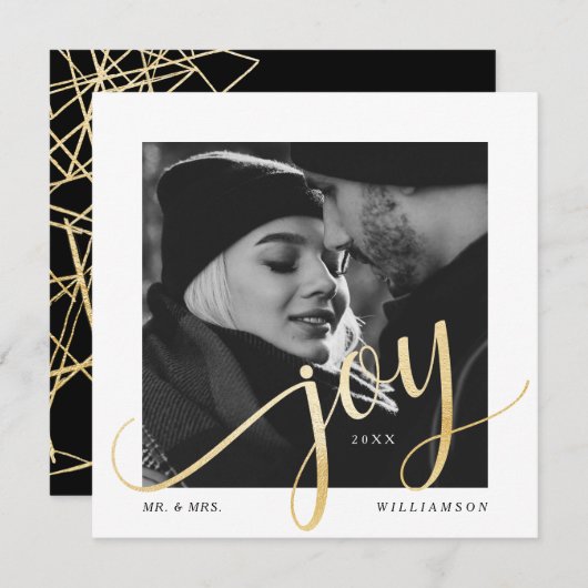 Regal & Modern Gold Geometrische Passen getrouwd F Feestdagenkaart (Voorkant / Achterkant)