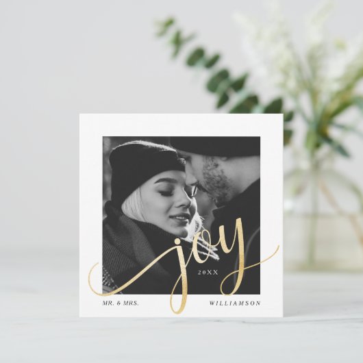 Regal & Modern Gold Geometrische Passen getrouwd F Feestdagenkaart (Staand voorkant)