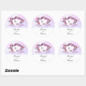 Regal Monogram Shield & Floral Wedding Sticker (Vel)