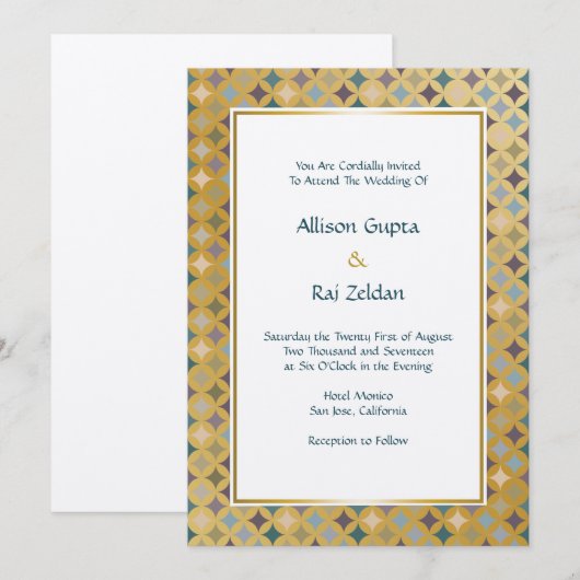 Regal Moroccan Diamonds Pattern on Gold Kaart (Voorkant / Achterkant)